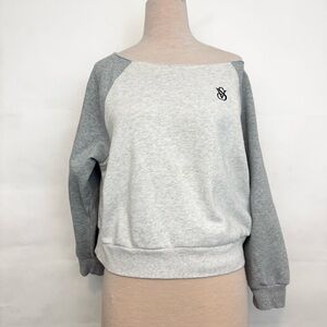 Victoria’s Secret On Point Collection Cropped off shoulder gray sweatshirt Large